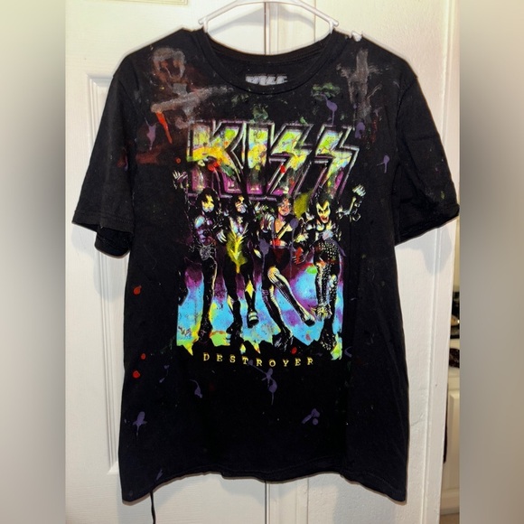 NEW!- Super rare permanent hang tag hence off white styled KISS DESTROYED T RARE - Picture 9 of 13